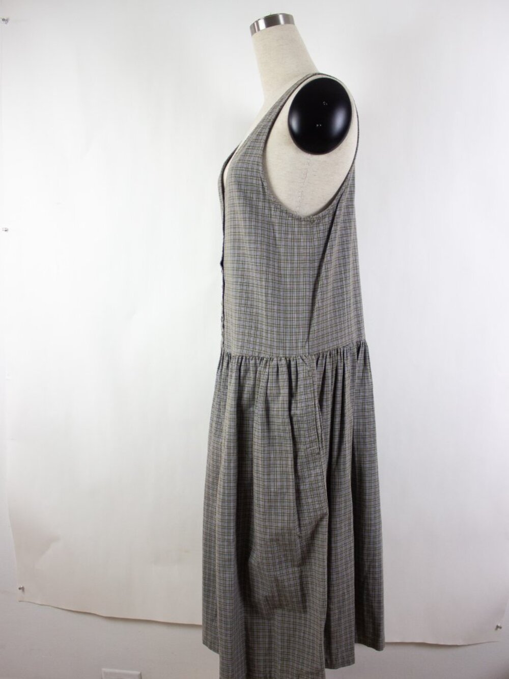 Vintage 90s GAP Button Up Jumper Maxi Dress Cottagecore Plaid - Picture 9 of 10